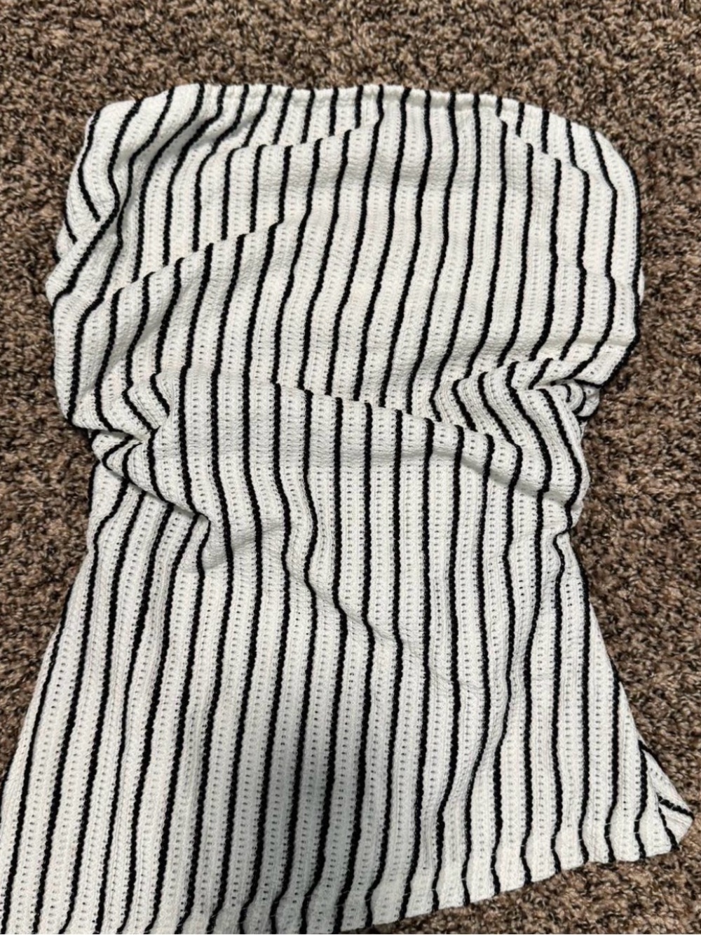 SHEIN White and Black Vertical Stripe Mini Skirt